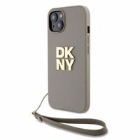 DKNY Viedtālruņa apvalks ar siksniņu un logotipu iPhone 15 Plus - bēšs