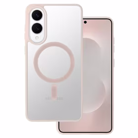 Akrila krāsains Magsafe apvalks Samsung Galaxy S25 Edge gaiši rozā