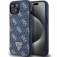 Guess 4G Triangle Metal Logo viedtālruņa apvalks iPhone 15 Plus / 14 Plus - zils