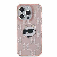 Karl Lagerfeld IML Choupette galvas un monogrammas apvalks iPhone 15 Pro Max - rozā