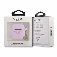 Guess GUA2LSC4EU AirPods 1/2 apvalks violeta/violeta silikona šarms 4G kolekcija