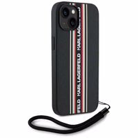 Karl Lagerfeld Saffiano Athleisure Stripes Cord viedtālruņa apvalks iPhone 15 - sarkans