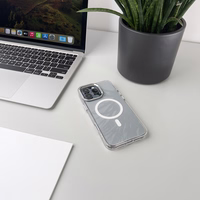 Mirdzošs apvalks MagSafe iPhone 16 Pro - balts ar spīdumiem