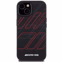 AMG silikona lielo rombu raksta magnētiskais viedtālruņa apvalks iPhone 15/14/13 - melns