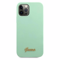 Guess Metal Logo Script apvalks iPhone 12 Pro Max 6.7" - zaļa