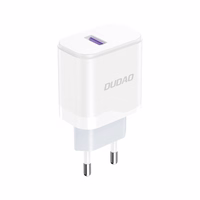 Dudao A20EU USB-A 18W sienas lādētājs - balts + USB-A - USB-C kabelis