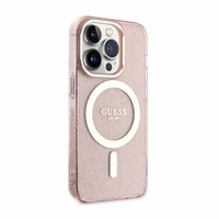Guess GUHMP14XHCMCGP iPhone 14 Pro Max 6.7" rozā cietais viedtālruņa apvalks Glitter Gold Magnētiskais