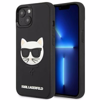 Karl Lagerfeld 3D Gumijas Choupette viedtālruņa apvalks iPhone 13 mini - melns