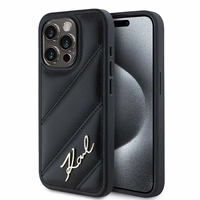 Karl Lagerfeld Diagonal Quilted Script viedtālruņa apvalks iPhone 13 Pro Max - melns