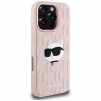 Karl Lagerfeld 3D Rubber Monogram & Choupette viedtālruņa apvalks iPhone 16 Pro Max - rozā