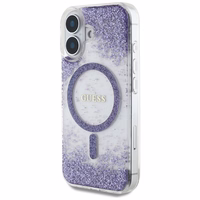 Guess HC Resin Bottom Glitter Magnētiskais viedtālruņa apvalks iPhone 16 - violeta