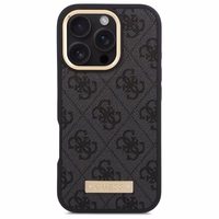 Guess 4G Logo Plate Magnētiskais viedtālruņa apvalks iPhone 16 Pro Max - melns
