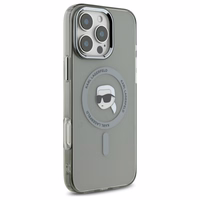 Karl Lagerfeld IML Metal Karl Head Magnētiskais viedtālruņa apvalks iPhone 16 Pro Max - melns
