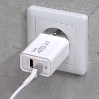 Blavec sienas lādētājs BC-5 GaN - USB + Type C - PD QC 45W 3A (TCBC5G-UCW453A) balts