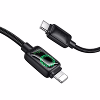Kabelis ar LCD USB C uz Lightning Hoco PD 30W 1,2 m U146 melns