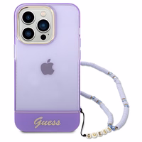 Guess GUHCP14XHGCOHU iPhone 14 Pro Max 6.7" violets/violets cietais apvalks Translucent Pearl Strap