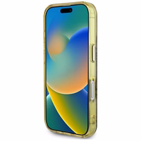 Guess IML Metal Glitter 4G Circle Triangle magnētiskais viedtālruņa apvalks iPhone 16 - brūns