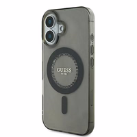 Guess IML Rhinestones Magnētiskais viedtālruņa apvalks iPhone 16 - melns