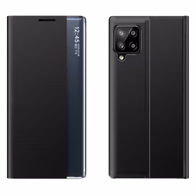 Sleep Case grāmatas tipa apvalks ar viedu logu Samsung Galaxy A22 4G melns