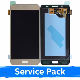 LCD Displejs Saderīgs ar Samsung J510 2016 J5 Zeltains (Service Pack)