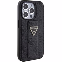 Guess Grip Stand 4G Triangle Strass viedtālruņa apvalks iPhone 15 Pro - melns