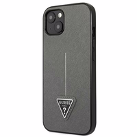 Guess GUHCP14MPSATLG iPhone 14 Plus 6.7 "sudraba/sudraba cietais apvalks SaffianoTriangle Logo