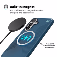 Speck Presidio2 Grip Magnet - Samsung Galaxy S26+ MagSafe maciņš (Deep Sea/sudrabs Metallic/Spell zils)