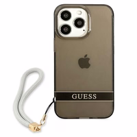 Guess GUHCP13LHTSGSK iPhone 13 Pro / 13 6.1" melns/melns cietais apvalks caurspīdīga siksna
