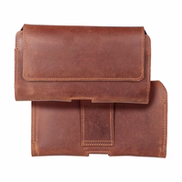 ROYAL Crazy Horse universāls horizontāls ādas jostas apvalks izmērs 3XL Umidigi Bison 2 Pro / GT2 Pro 5G / X10 Pro / 202 DOOGEE S98 / S96 Pro / S88 Pro / S58 Pro 6 / S40 Pro HAMMER Blade 5G / Iron 3 / Blade 3 CAT S53 brūns