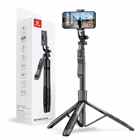 Crong SelfieGo Ultra – Aluminum Bluetooth Selfie Stick Tripod (melns)