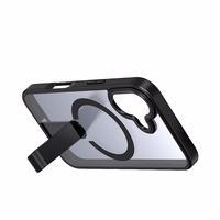 Hibrīda bruņu X viedtālruņa apvalks iPhone 17 ar MagSafe saderīgu statīvu - melns