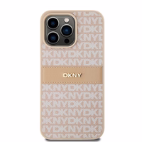 DKNY ādas Mono Stripe un Metal Logo viedtālruņa apvalks iPhone 15 Pro Max - rozā
