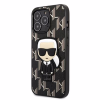 Karl Lagerfeld KLHCP13LPMNIKBK iPhone 13 Pro / 13 6.1" cietais apvalks melns/melns Monogramma Ikonik plāksteris