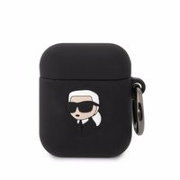Karl Lagerfeld KLA2RUNIKK AirPods 1/2 apvalks melns/melns silikona Karl galva 3D