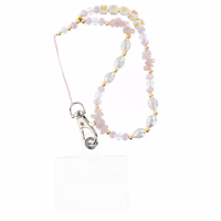 HAPPY tālruņa siksniņa, piekariņš / auklas garums 44 cm (22 cm cilpā) / uz rokas – gaiši rozā