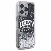 DKNY DKHCP16LLBNAEK iPhone 16 Pro 6.3" melns/melns cietais viedtālruņa apvalks Liquid Glitter Arch Logo