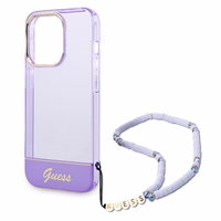 Guess GUHCP14XHGCOHU iPhone 14 Pro Max 6.7" violets/violets cietais apvalks Translucent Pearl Strap