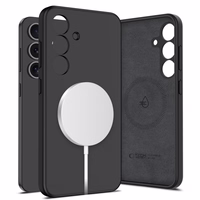 Tech-Protect šķidrā silikona magnētiskais MagSafe viedtālruņa apvalks Samsung Galaxy S25 - melns