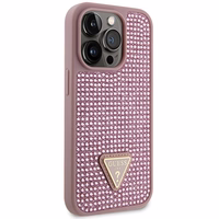Guess GUHCP14LHDGTPP iPhone 14 Pro 6.1" rozā rozā Kietais vāciņš Rhinestone Triangle