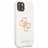 Guess GUHCP13SLS4GGWH iPhone 13 mini 5.4 silikona 4G logotipu kietais apvalks - balts