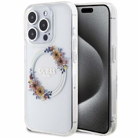 Guess IML Ziedu vainags Magnētiskais apvalks iPhone 15 Pro - caurspīdīgs