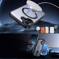 Hibrīda bruņu X viedtālruņa apvalks iPhone 17 ar MagSafe saderīgu statīvu - melns