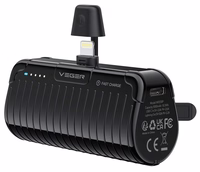 VEGER portatīvais lādētājs 5000 mAh ar iebūvētu savienotāju Lightning PlugOn PD QC3.0 3A 20W W0558P melna