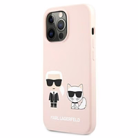 Karl Lagerfeld Silikona Ikonik Karl&Choupette Magnētiskais apvalks iPhone 13 Pro Max - gaiši rozā