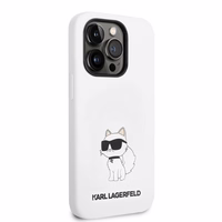 Karl Lagerfeld Silicone Choupette viedtālruņa apvalks iPhone 14 Pro Max - balts