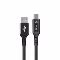Crong Armor Link - 60W PD 3A USB-A to USB-C kabelis 25cm (melns)