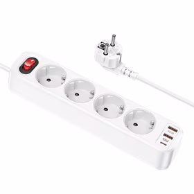 Pagarināšanas lenta Hoco 1,8 m 4 kontaktligzdas + 2 x USB A + USB C QC3.0 PD 3A 20W NS1 balta