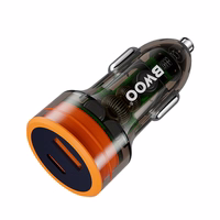 BWOO PD auto lādētājs 1x USB-C - USB-A ports 38W caurspīdīgs