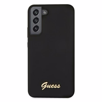 Guess GUHCS22MLSLMGBK S22+ S906 melns/melns hardcase Silicone Script Metal Logo