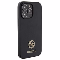 Guess GUHCP13XPS4DGPK iPhone 13 Pro Max 6.7" melns cietais viedtālruņa apvalks ar Strass metāla logotipu